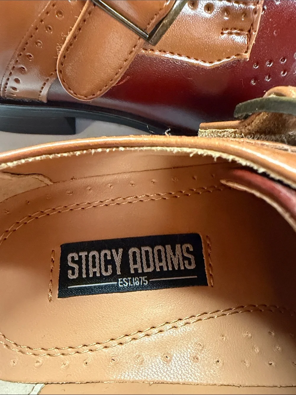 Stacy Adams Saxton Monk Strap Dress Shoes Two Toned Design Boys Size 1 NWOT